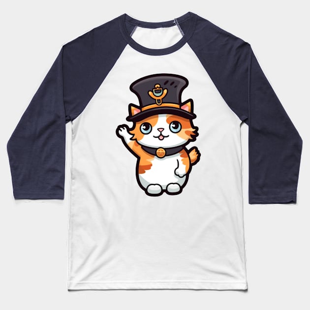 Cat Tama Super Station Master | Japan Cat Tama at Kishi Station Baseball T-Shirt by AstroWolfStudio